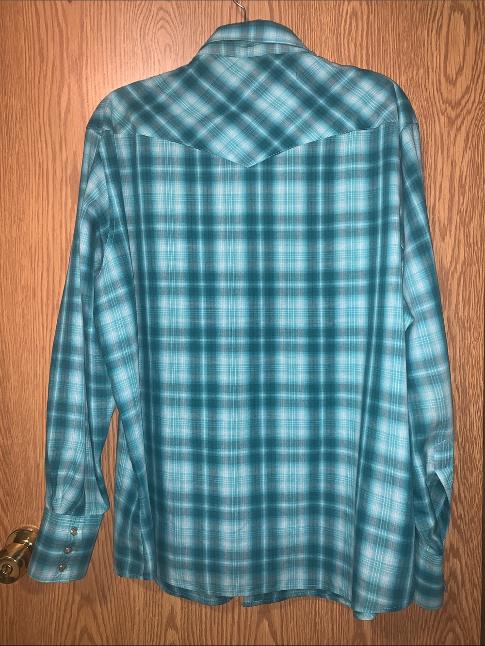 Wrangler Teal Plaid Snap-Front Western Shirt - Picture 3 of 3